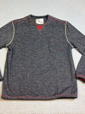 32 Bar Blues Shirt Mens Size Large Gray Red Long Sleeve Casual Pullover